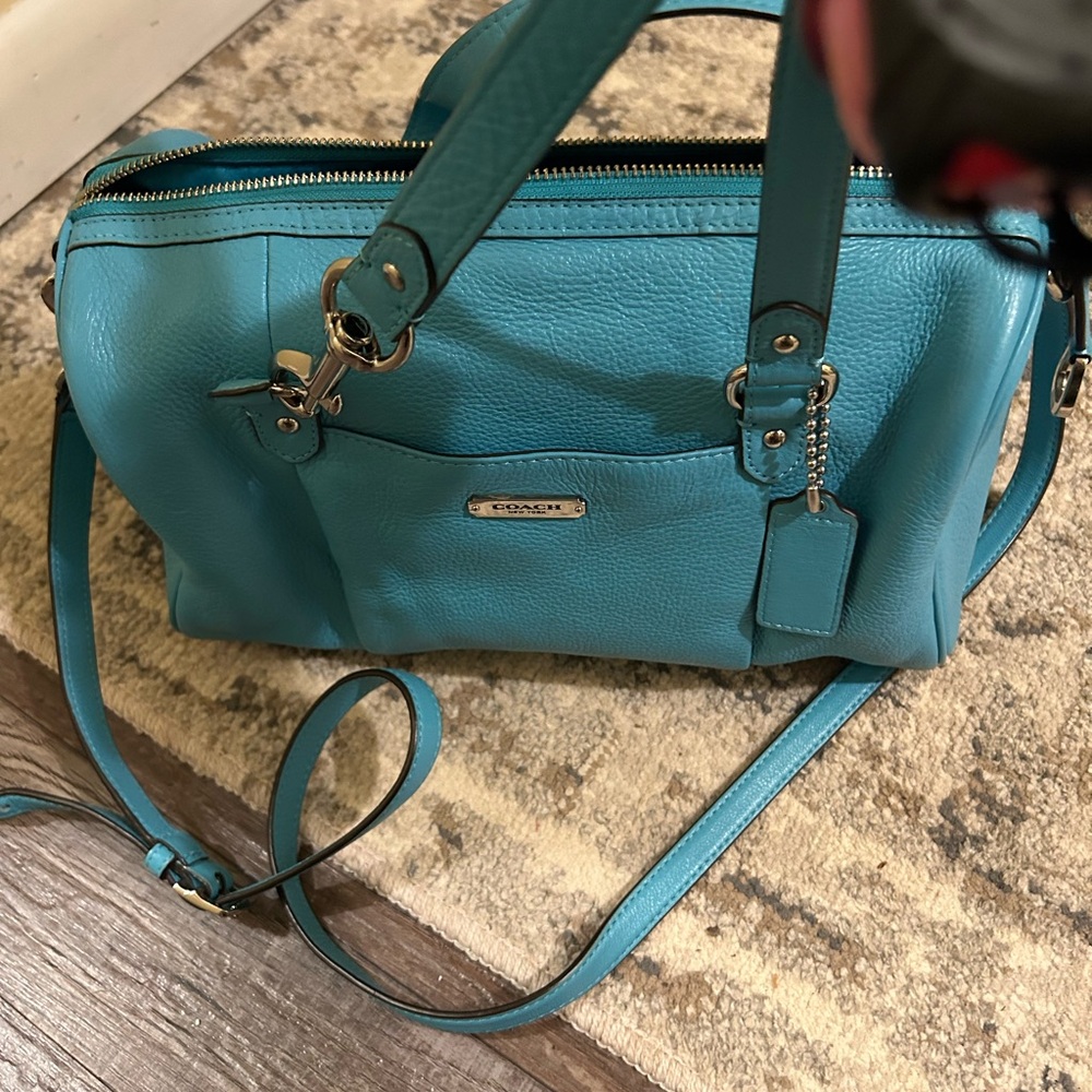 Coach Teal Leather Shoulder Bag - Picture 5 of 8